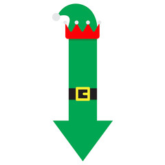 Obraz premium Playful Elf Hat Down Arrow Vertical Holiday Pointer Icon