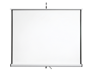 Blank projector screen, a presentation board or white movie display mockup. Isolated on transparent or white, Cut out