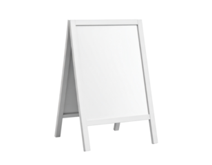 Blank white a frame sandwich board sign, outdoor advertising mockup Isolated on transparent or white, Cut out