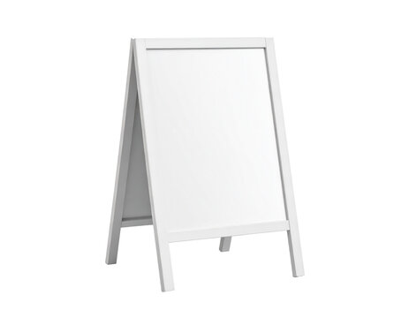 Blank white a frame sandwich board sign, outdoor advertising mockup Isolated on transparent or white, Cut out