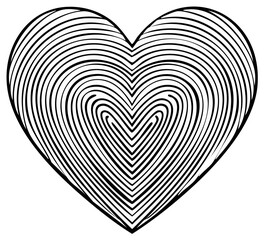 Obraz premium Abstract black and white heart illustration with hypnotic concentric line pattern