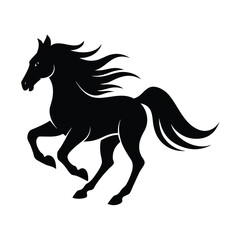 Obraz premium Dynamic galloping horse in motion a striking black silhouette