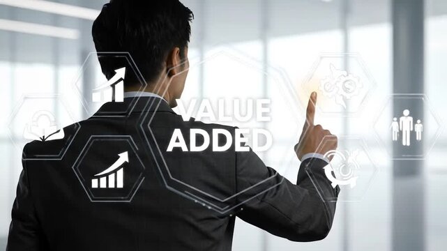 Business Value Added and Digital Innovation Concept with Virtual Interface &ndash; No Human Face
