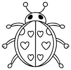 Obraz premium Cute Ladybug with Heart Shaped Spots Coloring Page Line Art Illustration