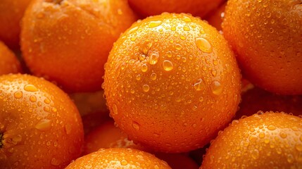 acro image portraying fresh orange fruits with textured surfaces shimmering softly under gentle dew fruit display ads photography background wallpaper