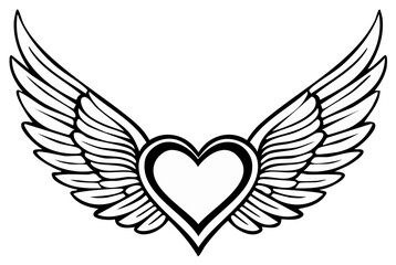 Obraz premium Heart with Wings Symbol Line Art