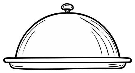 Obraz premium Illustration of a silver serving cloche with a handle on a platter