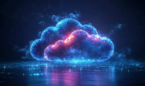 AI, technology, and code for internet systems, cloud computing, and digital programs with abstract database connections. Fast, real-time networks process data and software systems, Generative AI - Powered by Adobe