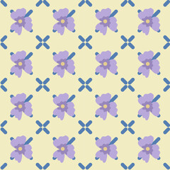 Doodle Style Purple Floral Seamless Pattern Design