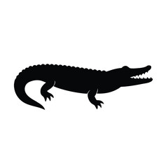 Fototapeta premium Minimalist black crocodile side view art a striking silhouette