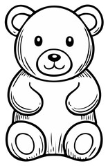 Fototapeta premium Outlined Illustration of a Cartoon Teddy Bear Smiling for Design