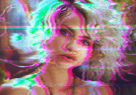 Pink And Green Analog VHS Distortion Photo Effect