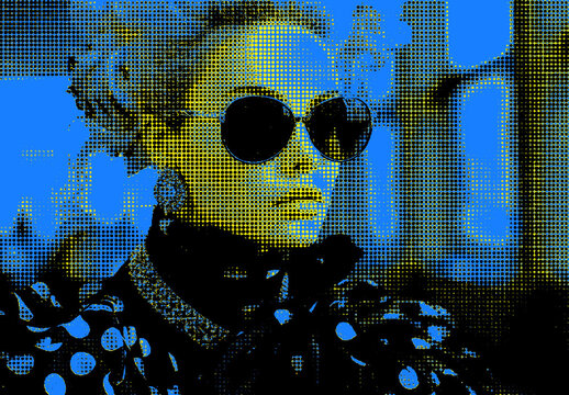 Blue And Yellow Gradient Halftone Overlay Photo Effect