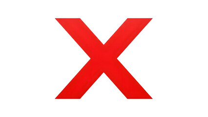 Obraz premium Bold red letter x graphic element isolated on transparent background