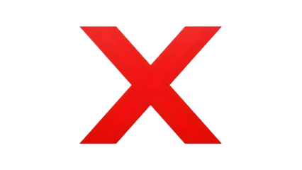 Bold red letter x graphic element isolated on transparent background