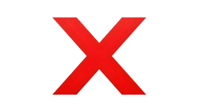 Bold red letter x graphic element isolated on transparent background - Powered by Adobe