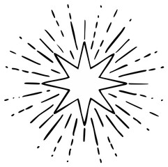 Obraz premium Radiant hand drawn starburst explosion graphic design element highlighting energy and attention