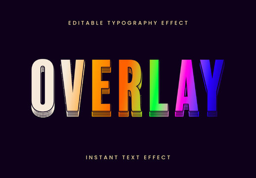 Multicolor Layered Text Effect Rainbow Gradient Retro Stacked Font