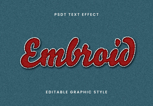 Red And White Embroidery Text Effect Sewing Stitched Font