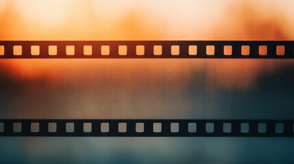 A film strip with a blurred sunset background, capturing the essence of cinematic nostalgia and creativity.