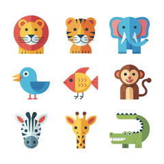 Obraz premium Cute transportation and road safety icon set, colorful vehicle traffic sign illustrations for children education projects