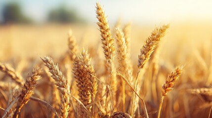 Obraz premium august. Golden wheat field swaying in gentle breeze under warm August sunlight. travel magazines, destination branding, designed for outdoor magazines and nature guides, used by product managers.