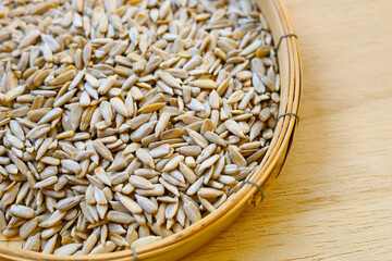 Peeled sunflower seeds, close up