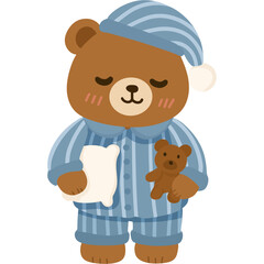 Cute Bear in Pajamas with Pillow &ndash; Cozy Sleep Illustration