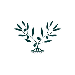 Stylized Olive Tree with Roots Logo