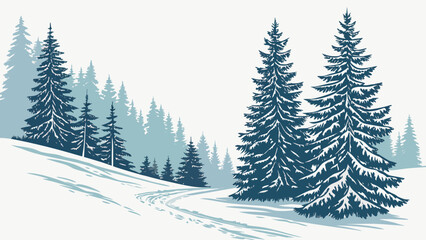 winter landscape with fir trees