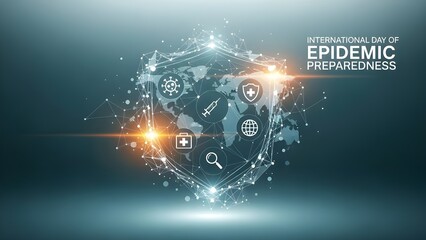 Stunning global shield graphic symbolizes defense against epidemics and highlights vital healthcare technology for international preparedness efforts