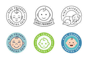 set of icon promoting childrenfriendly brands, suitable for use in schools, toy stores, daycare centers, childrens products, and family services.