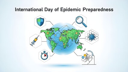 Stunning visual explaining global epidemic preparedness featuring vaccination research monitoring and rapid response strategy