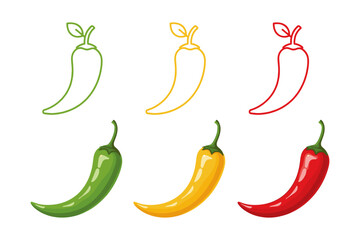 Line and solid icon of chili peppers.