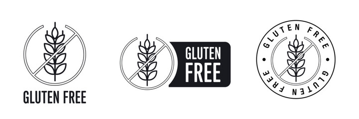 set of Gluten free symbols featuring wheat in various designs.