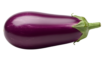 Fresh purple eggplant vegetable close up isolated on transparent background