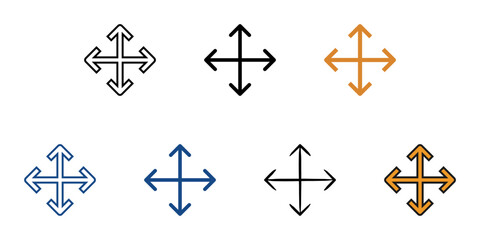 Move icon set multiple style vector collection. Editable Stroke 
