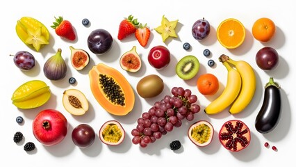 Assortment of fresh ripe fruits and vegetables vibrant and healthy food collection for healthy lifes