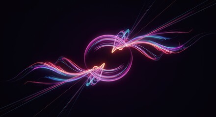 A mesmerizing digital abstract showing time stretching into infinity, represented by vibrant, flowing lines and warped geometric shapes ,temporal distortion ,non-linear ,past