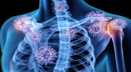 Cancer Cells Attacking Human Body Illustration.