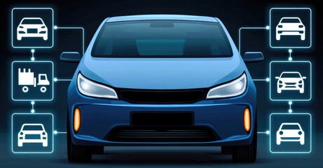 Car Connectivity and Autonomous Driving Technology Concept.