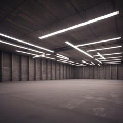 Abstract view of repeating structural elements defining rhythm in a large, empty, light-filled architectural space ,progression ,simple ,light