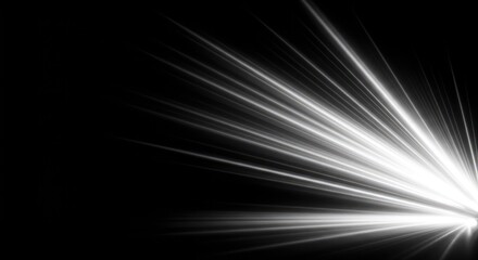 Fototapeta premium Ethereal white light beams penetrate deep black empty void space, creating a minimalist, artistic, and atmospheric background design ,empty ,space ,mystery