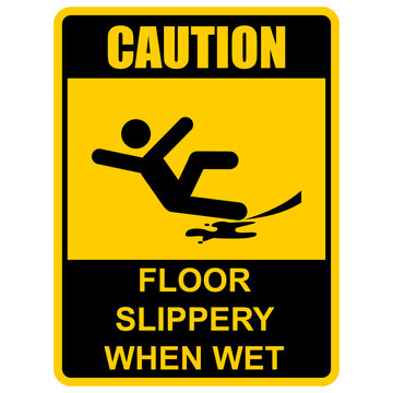 Caution, Slippery when wet, sign vector