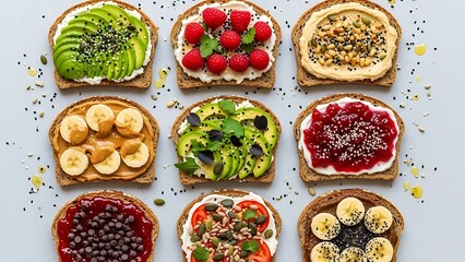Colorful Breakfast Toasts: Healthy and Delicious Sweet Savory Options
