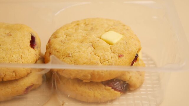 Fresh baked cookies with butter at local bakery shop