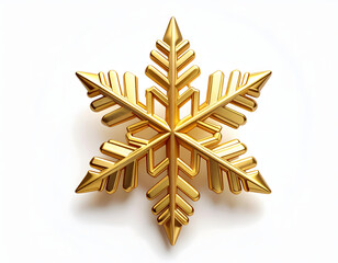 Luxurious shimmering golden snowflake design, symbolizing winter elegance and festive holiday spirit, isolated on a clean white background with subtle shadows
