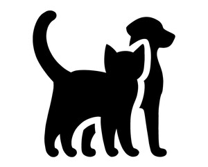 silhouette of dog and cat playing together, vector illustration 1	