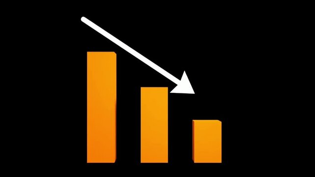 Clean Minimal Orange Downward Bar Chart with White Arrow on Black Surface