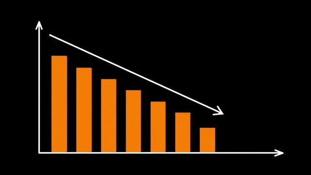 Minimal Orange Downtrend Bars with Sharp White Arrow on Dark Black Canvas